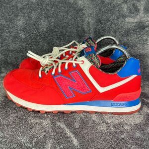 New Balance 574 Pink/White Blue Athletic Running Sneaker Womens size 10